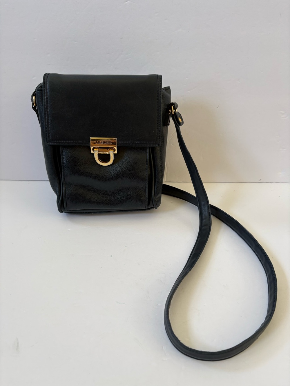 J.G.Hook Shoulder Handbag Tote Dark Blue Flap Closure Academia Career Travel